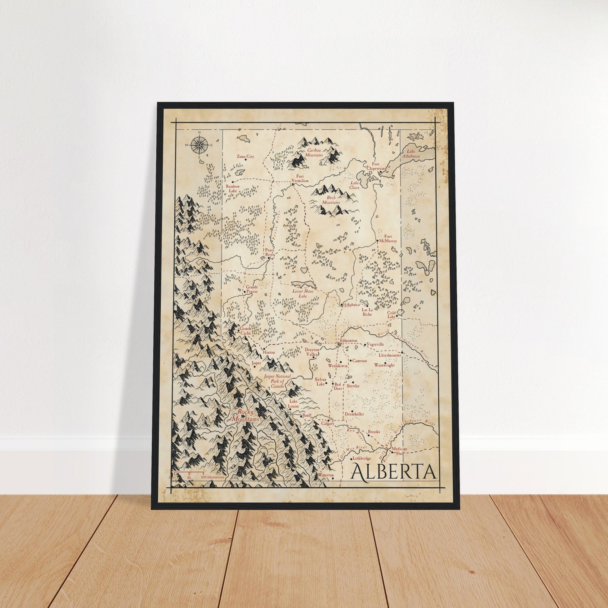 Map of Alberta - Fantasy-inspired - Print - Fabled Maps