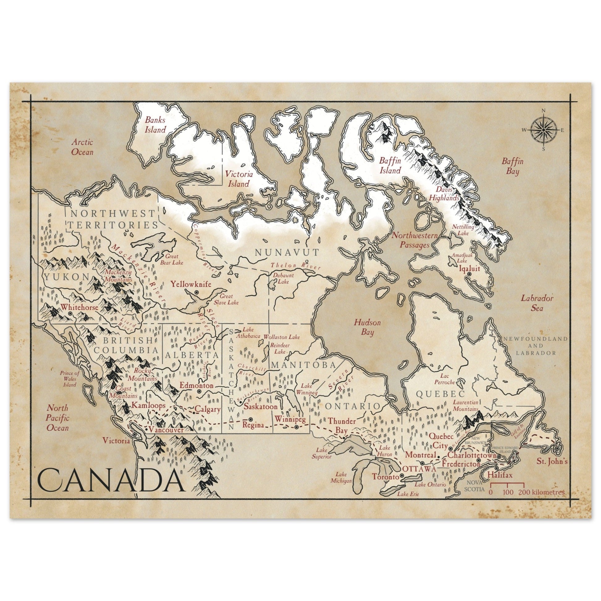 Map of Canada - Fantasy-inspired - Print - Fabled Maps