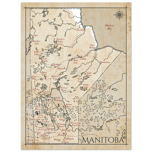 Map of Manitoba - Fantasy-inspired - Print - Fabled Maps