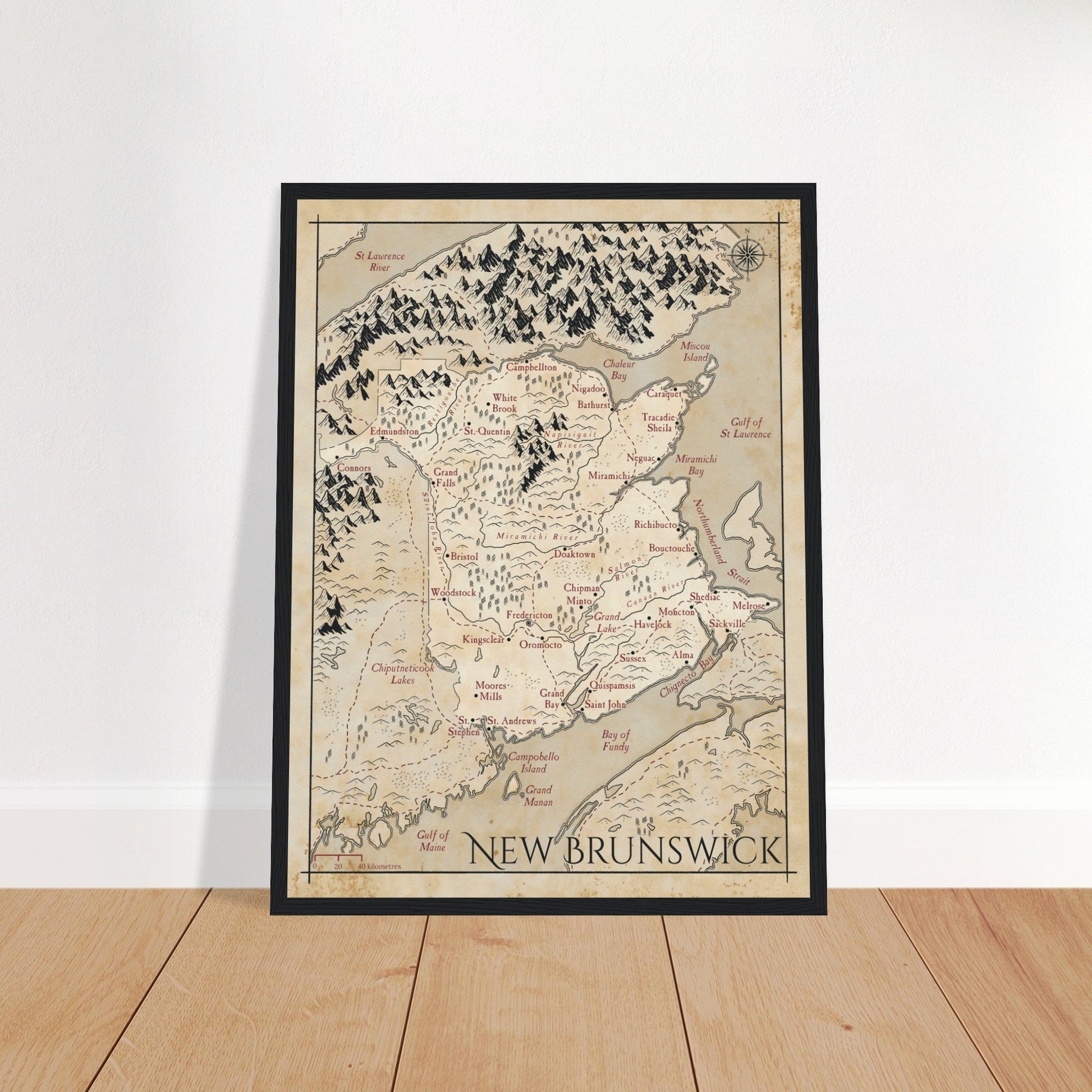 Map of New Brunswick - Fantasy-inspired - Print - Fabled Maps