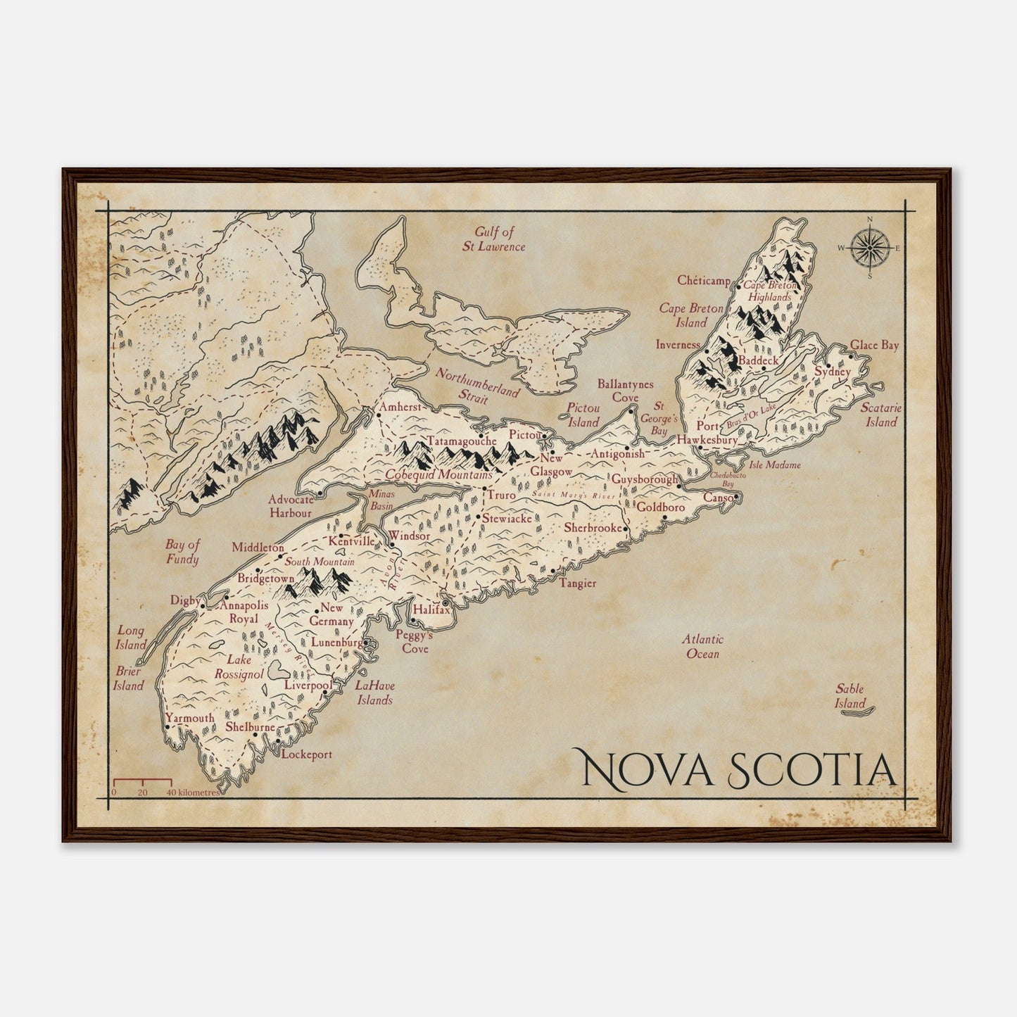 Map of Nova Scotia - Fantasy-inspired - Print - Fabled Maps