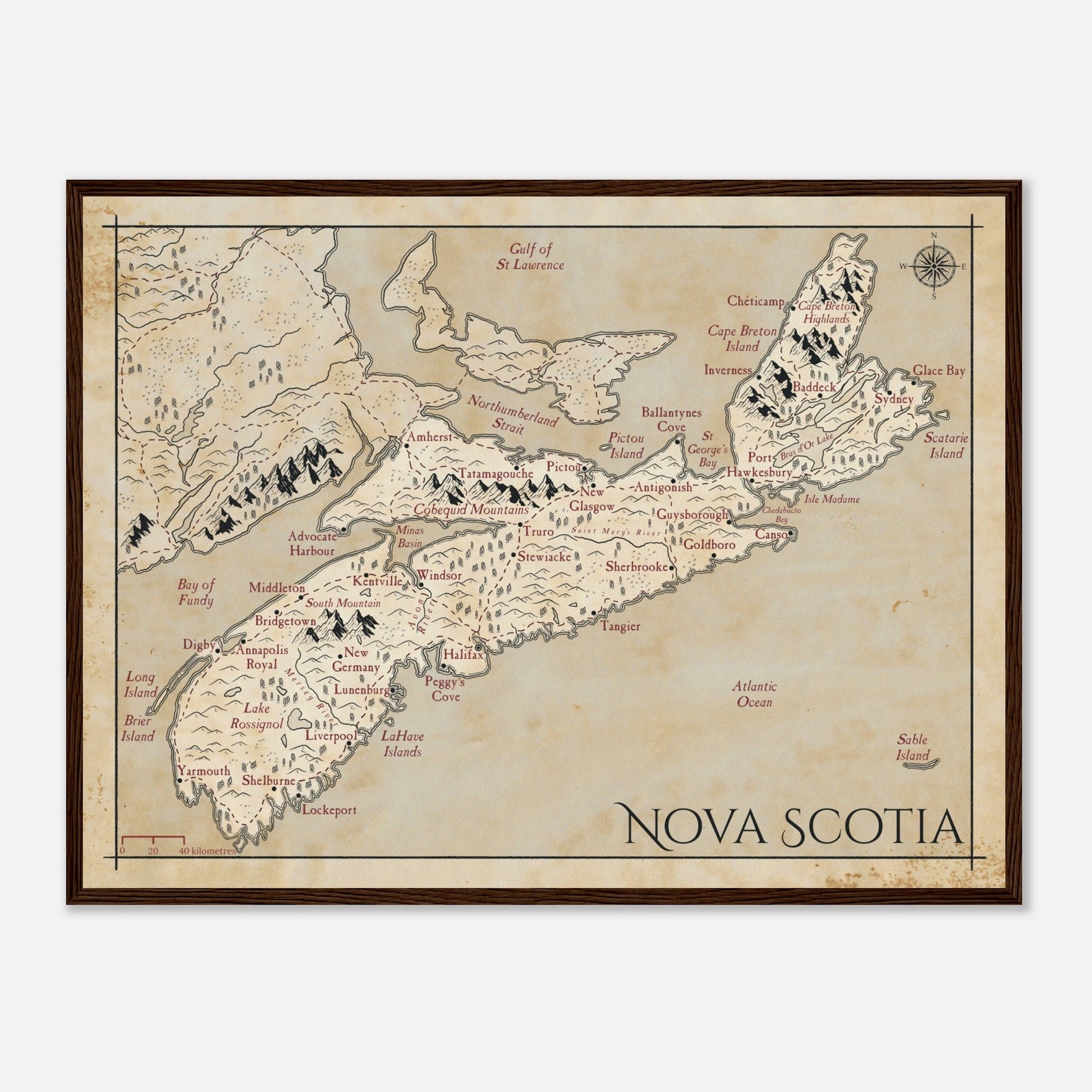 Map of Nova Scotia - Fantasy-inspired - Print - Fabled Maps