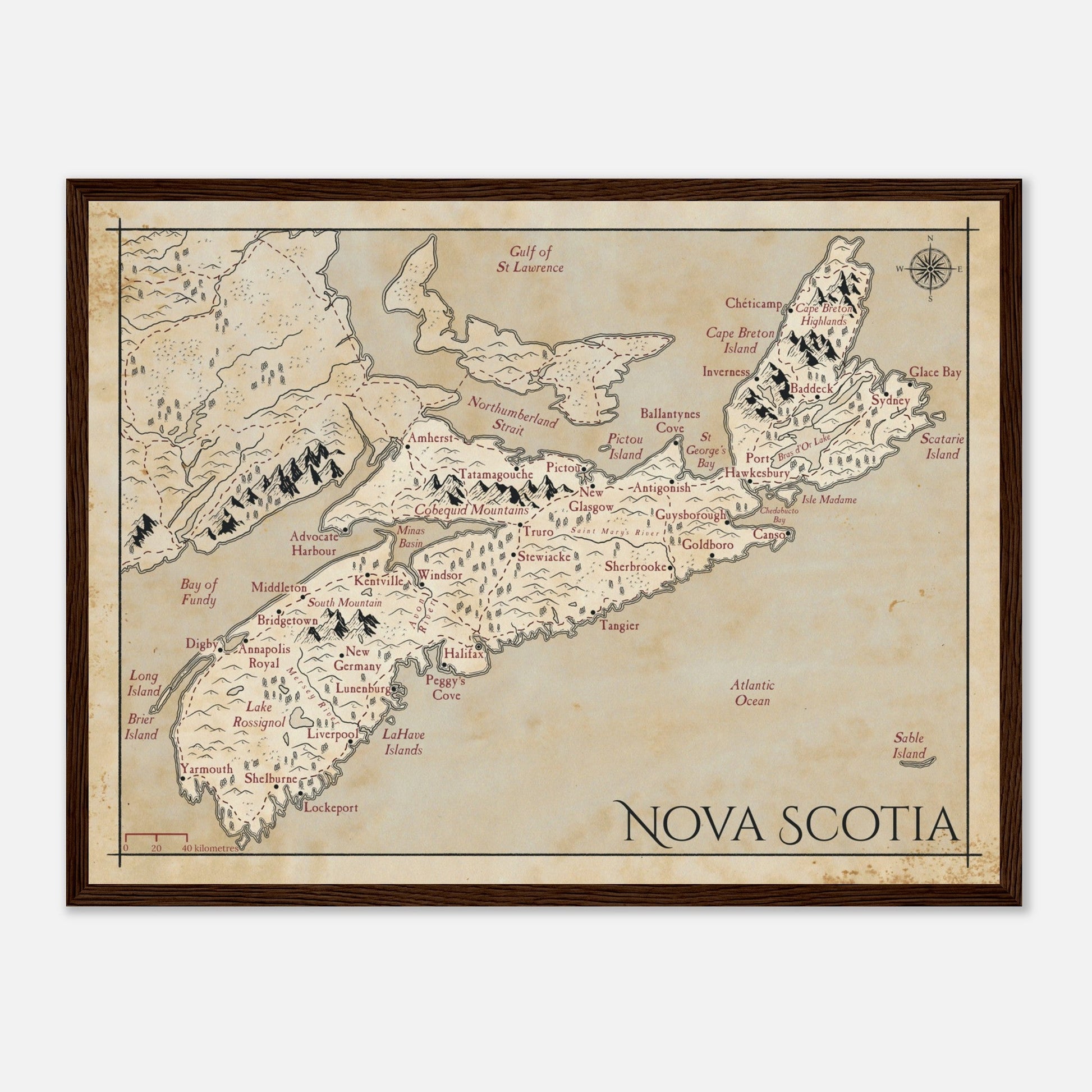 Map of Nova Scotia - Fantasy-inspired - Print - Fabled Maps