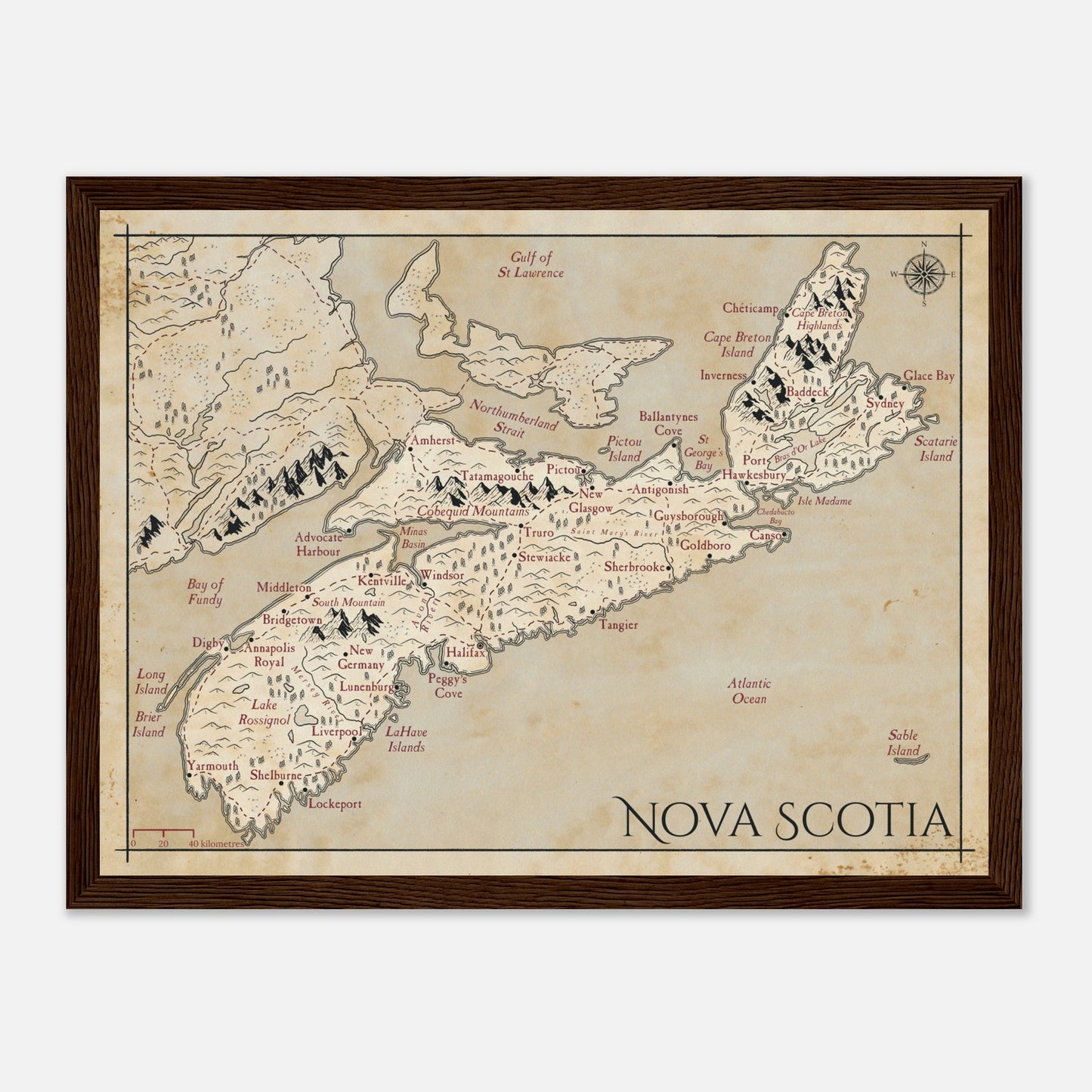 Map of Nova Scotia - Fantasy-inspired - Print - Fabled Maps