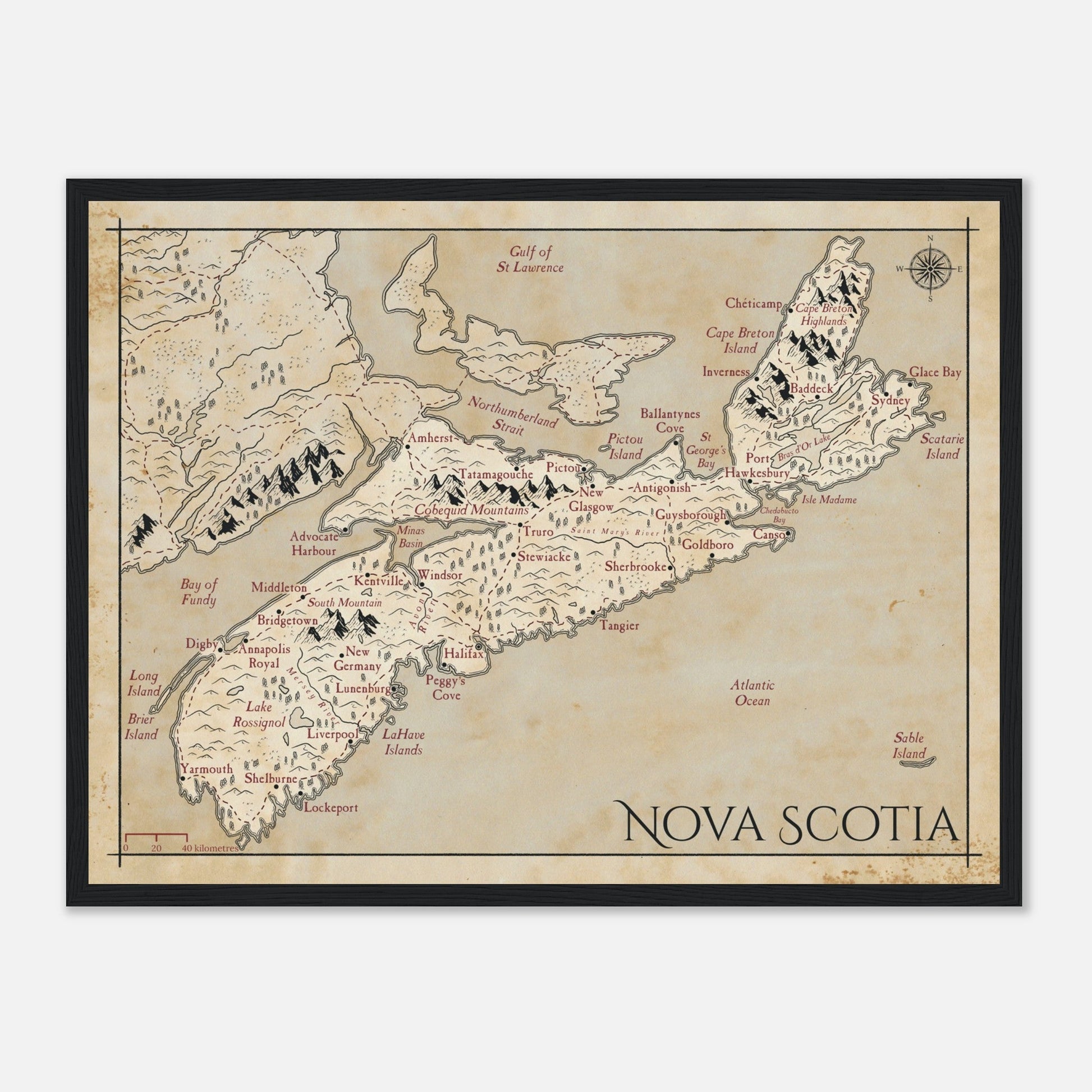 Map of Nova Scotia - Fantasy-inspired - Print - Fabled Maps