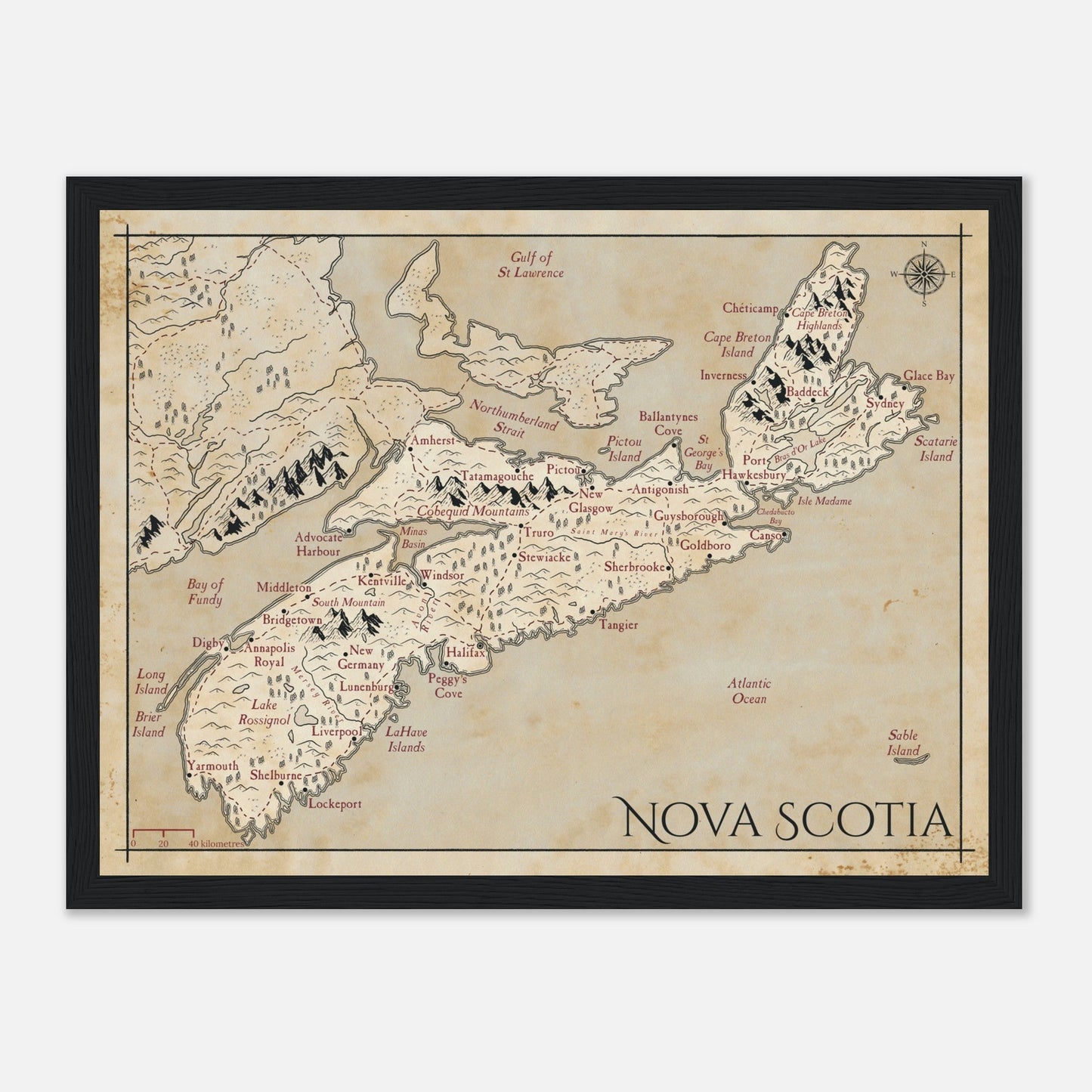 Map of Nova Scotia - Fantasy-inspired - Print - Fabled Maps