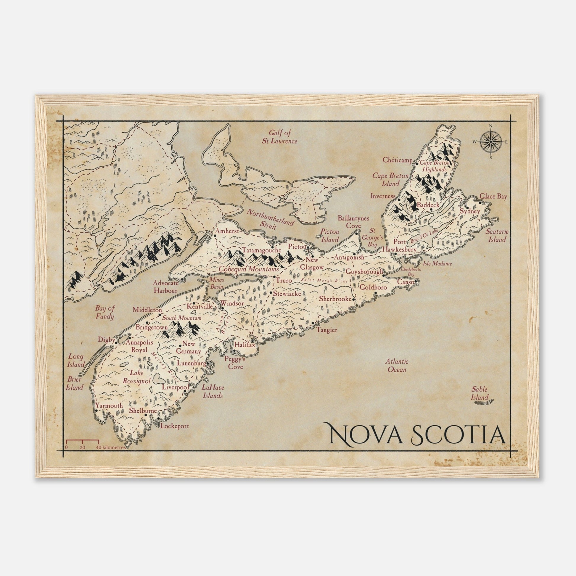 Map of Nova Scotia - Fantasy-inspired - Print - Fabled Maps