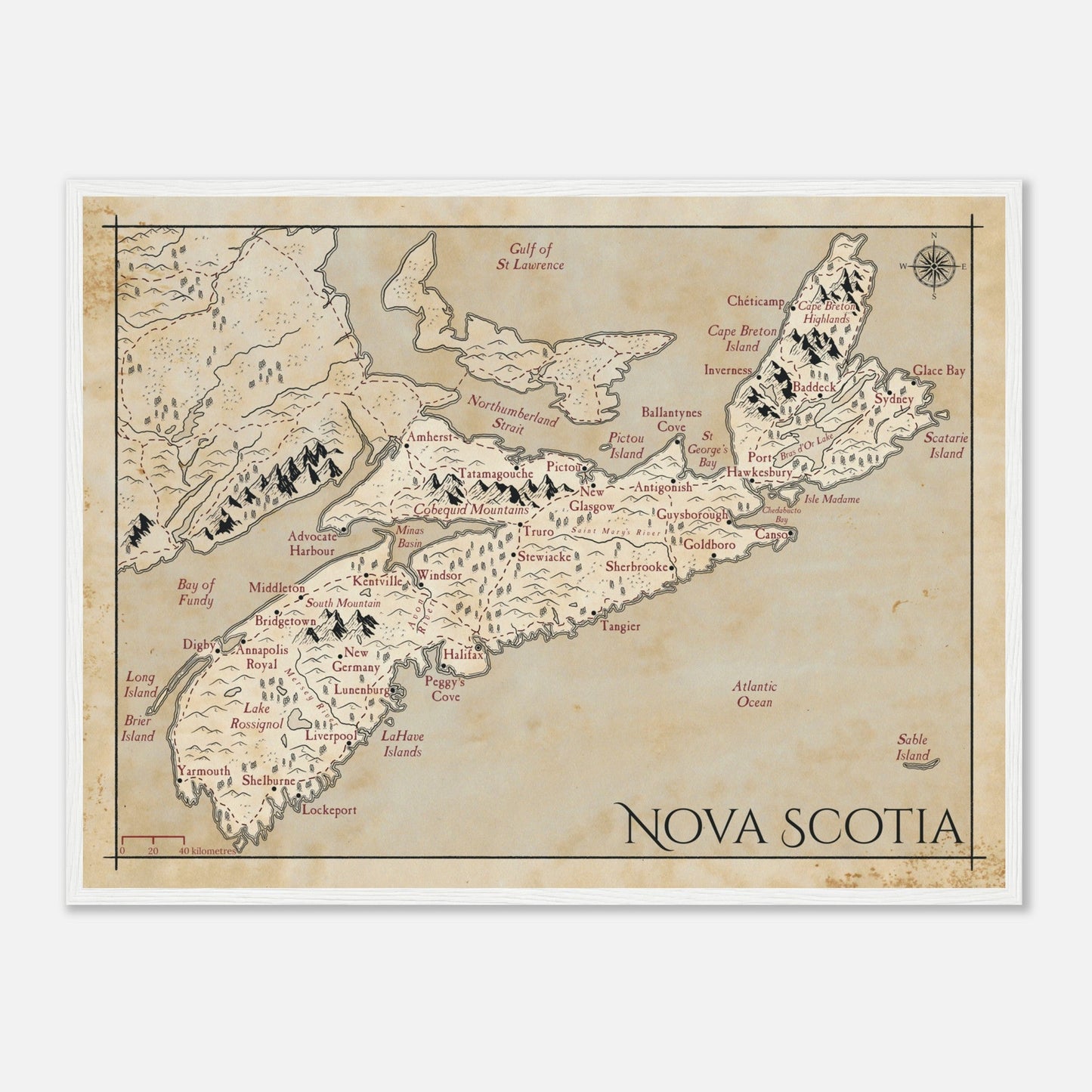 Map of Nova Scotia - Fantasy-inspired - Print - Fabled Maps