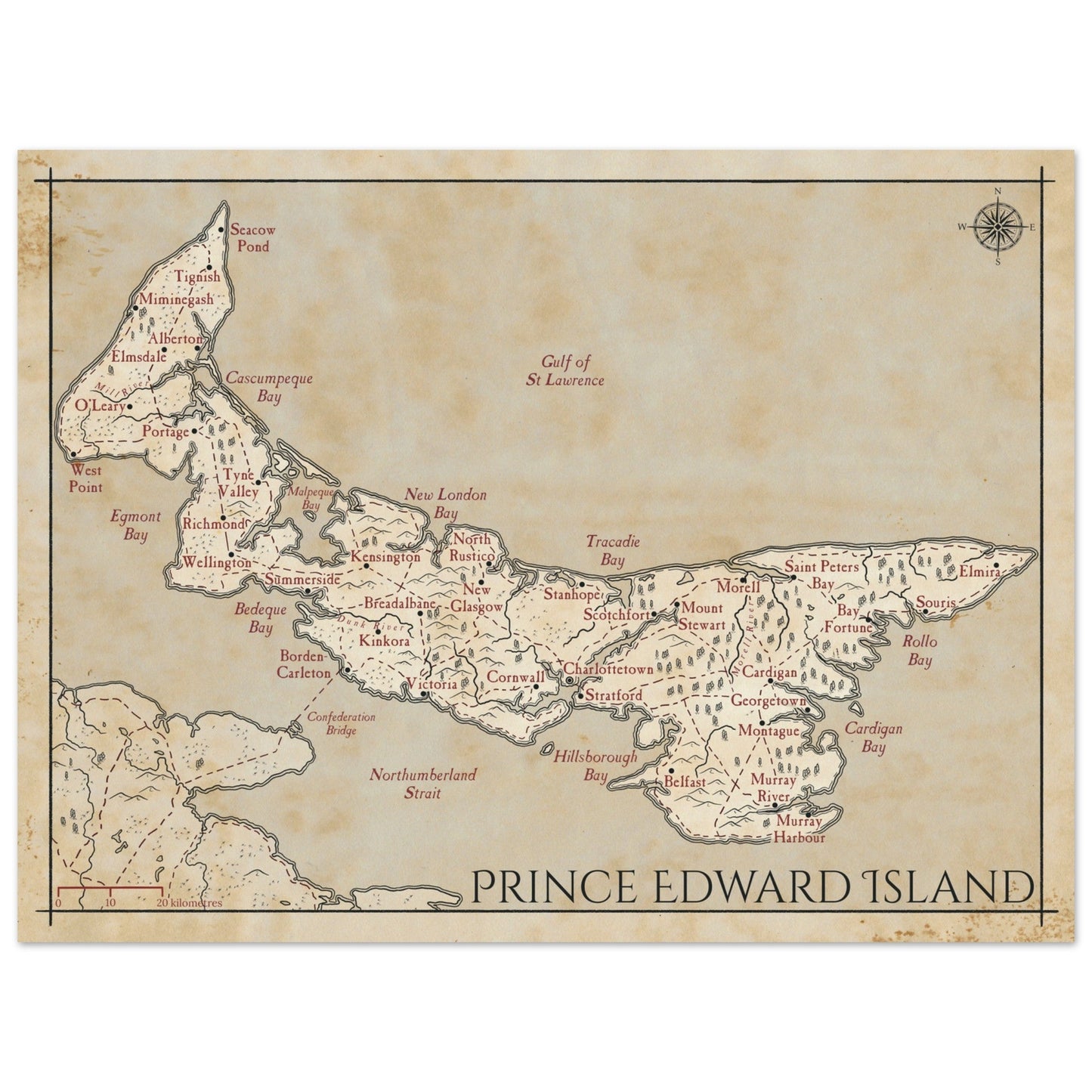 Map of Prince Edward Island - Fantasy-inspired - Print - Fabled Maps