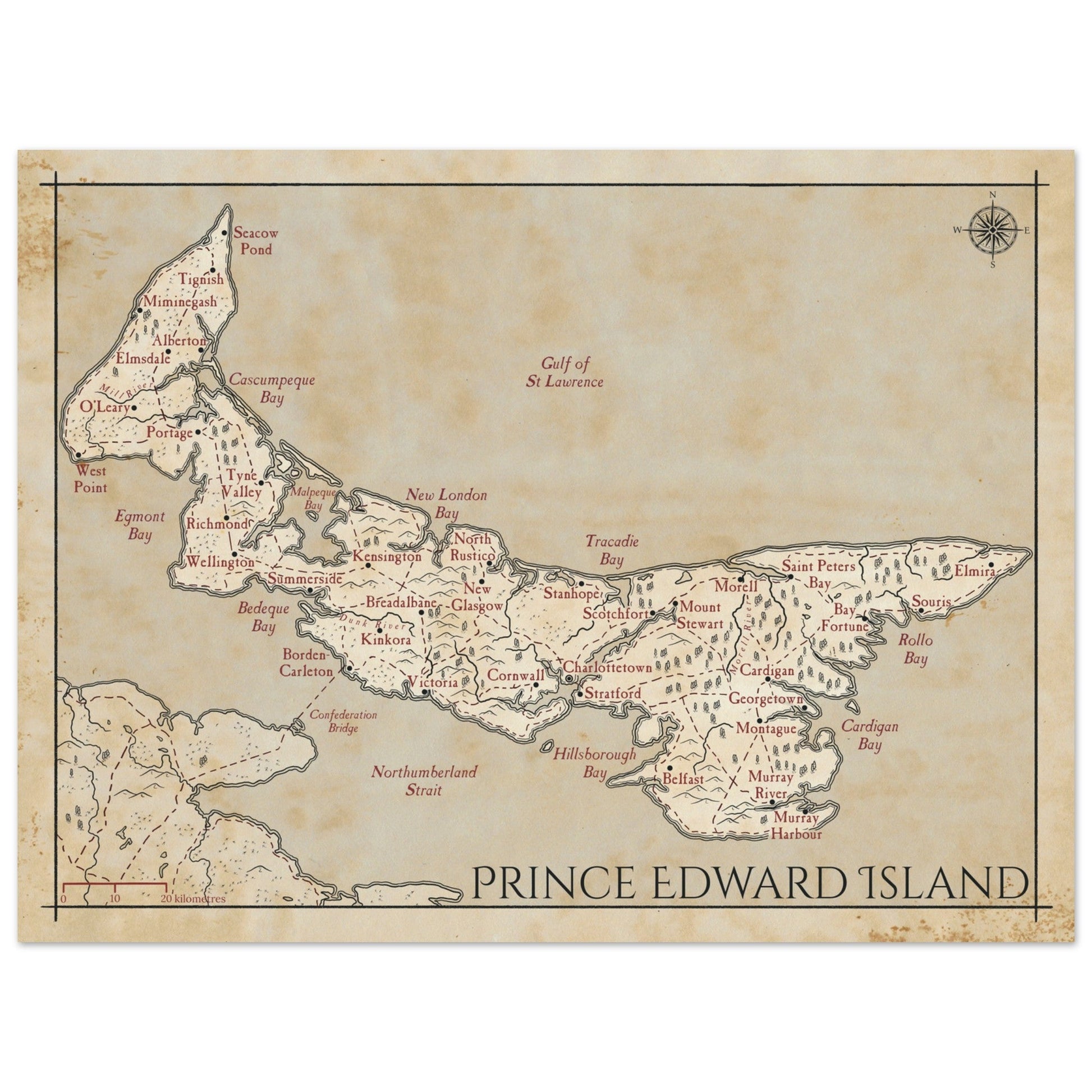 Map of Prince Edward Island - Fantasy-inspired - Print - Fabled Maps